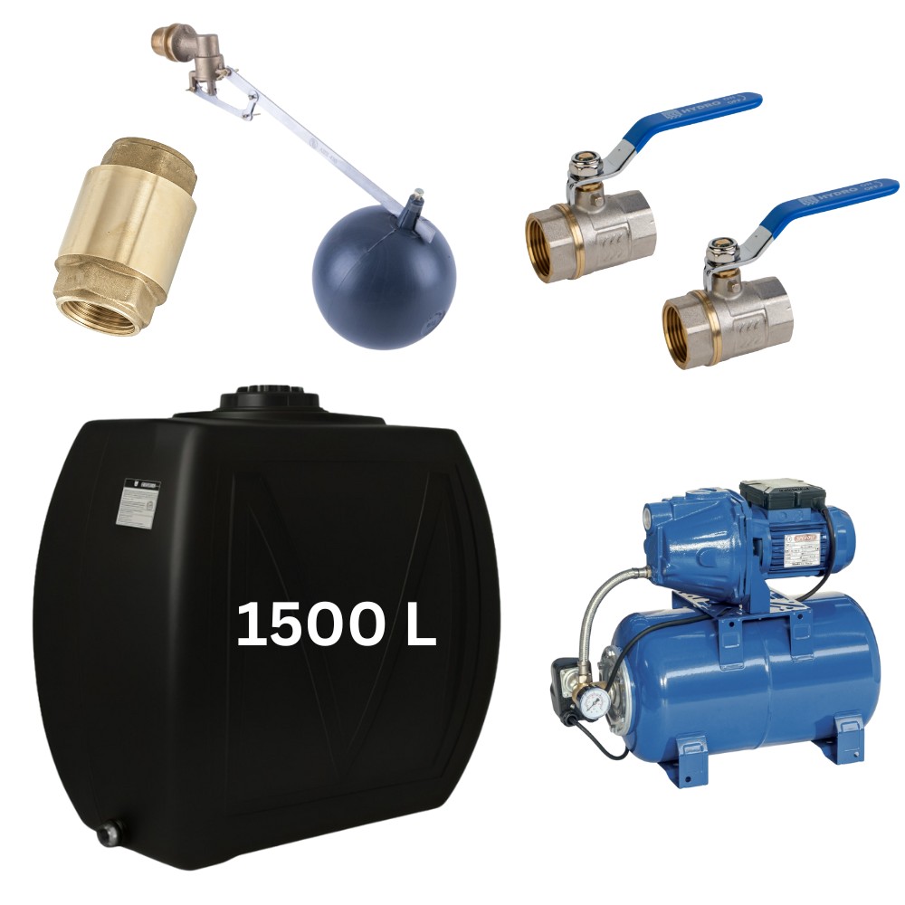 Kit „Drinkwater 1500L“ met watertank Narrow Mavil (zwart) en hydrofoorpomp Speroni | Drinkwatertanks |  |