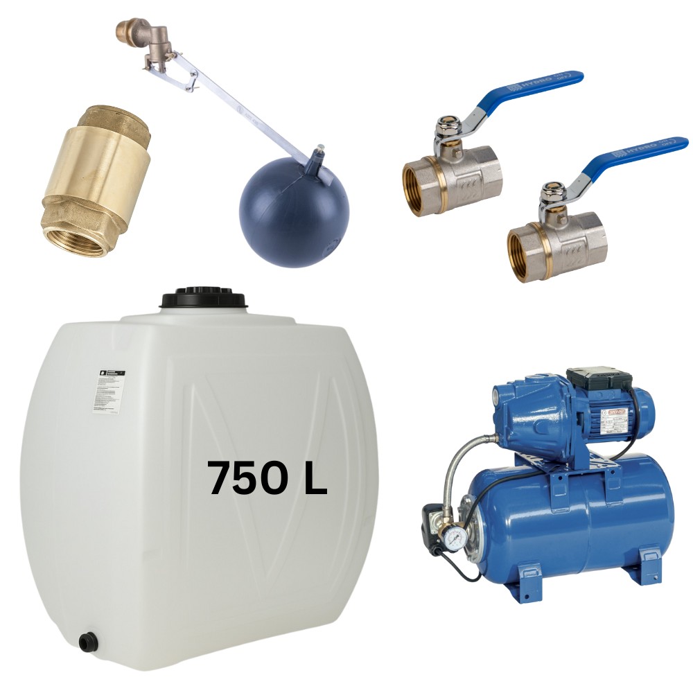 Kit „Drinkwater 750L“ met watertank Narrow Mavil (wit) en hydrofoorpomp Speroni | Drinkwatertanks |  |